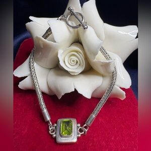 Bracelet 925 Sterling Silver Peridot Gemstone Toggle Clasp